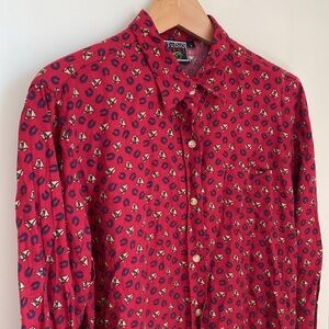 Studio West Lucky Horseshoe Western Long Sleeve Button Down Shirt Size L